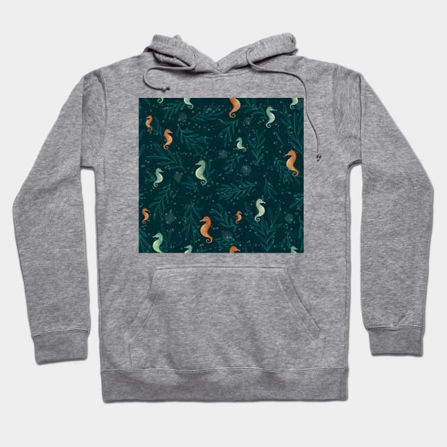 Seaweed midnight Hoodie by katherinequinnillustration